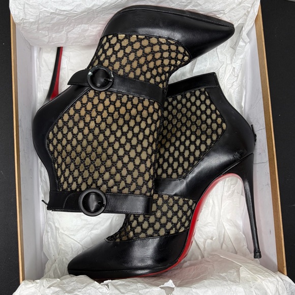 Christian Louboutin Black and Tan Heeled Boots Size 39 - Picture 14 of 16